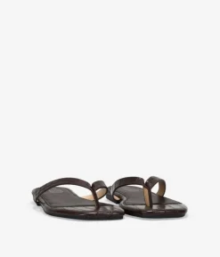 Discount Bosanova Sandalias de dedo marrones efecto cocodrilo