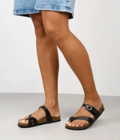 Best Bosanova Sandalias de dedo negras en piel