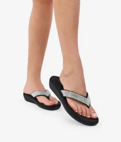 Clearance Bosanova Sandalias de dedo negras con cuña y brillantes