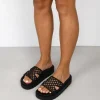 Clearance Bosanova Sandalias de dedo negras con metal dorado