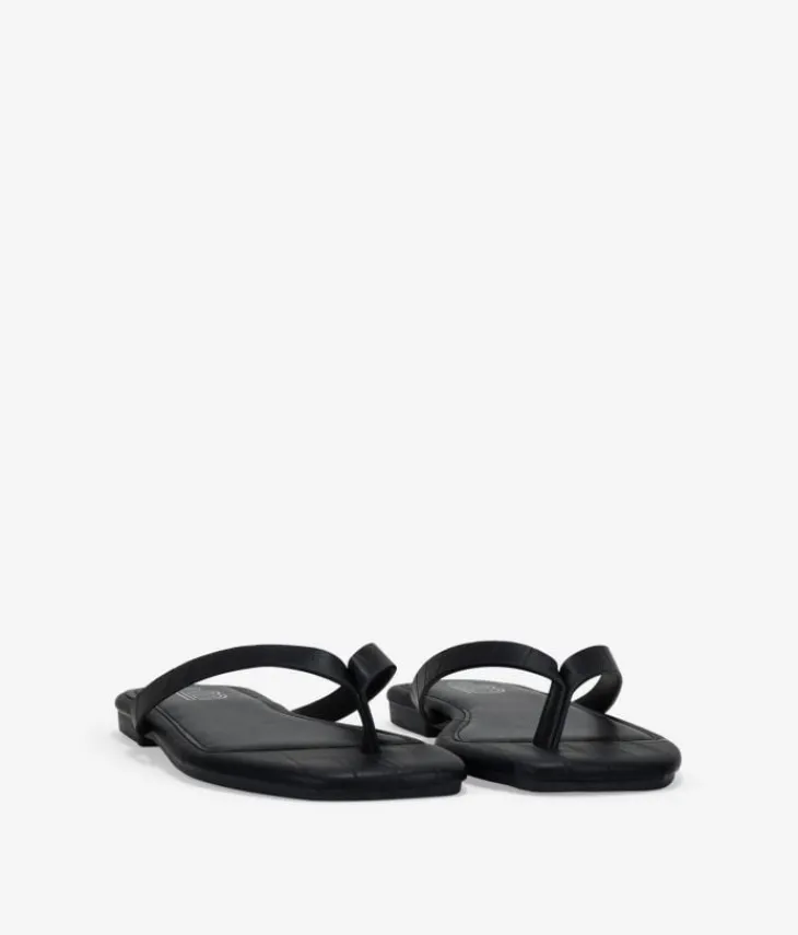 Clearance Bosanova Sandalias de dedo negras efecto cocodrilo