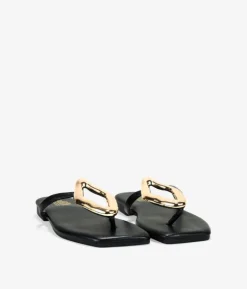 Clearance Bosanova Sandalias de dedo negras con pieza metálica