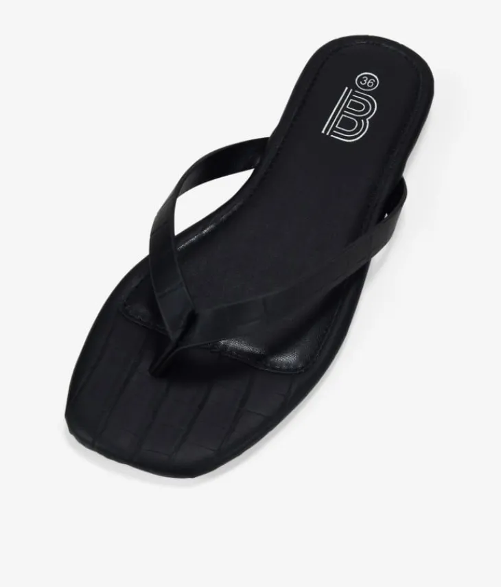 Clearance Bosanova Sandalias de dedo negras efecto cocodrilo