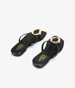Clearance Bosanova Sandalias de dedo negras con pieza metálica