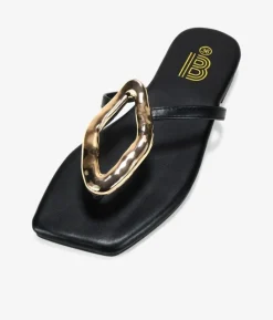 Clearance Bosanova Sandalias de dedo negras con pieza metálica