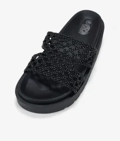 Clearance Bosanova Sandalias de dedo negras con metal dorado