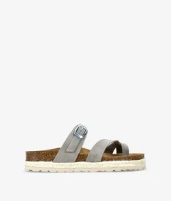 Clearance Bosanova Sandalias de dedo taupe en piel con esparto