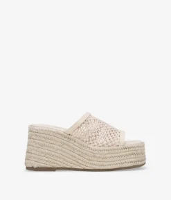 Best Bosanova Sandalias de esparto beige con rejilla y plataforma