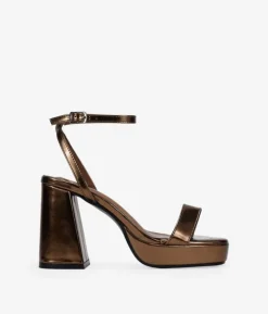 Clearance Bosanova Sandalias de fiesta marrones con tacón ancho