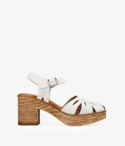 Clearance Bosanova Sandalias de piel beige con tacón efecto madera