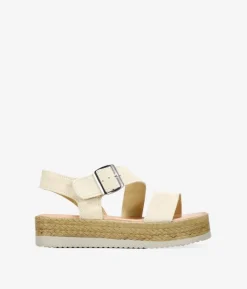 Clearance Bosanova Sandalias de piel beige con hebilla y plataforma