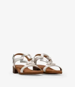 Online Bosanova Sandalias de piel beige con tacón bajo