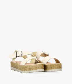 Clearance Bosanova Sandalias de piel beige con hebilla y plataforma
