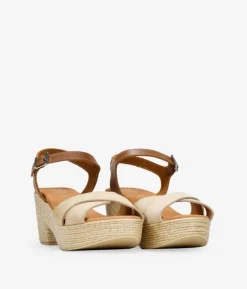 Discount Bosanova Sandalias de piel beige con tacón