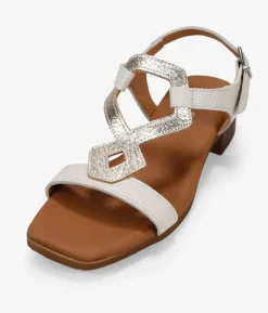 Online Bosanova Sandalias de piel beige con tacón bajo