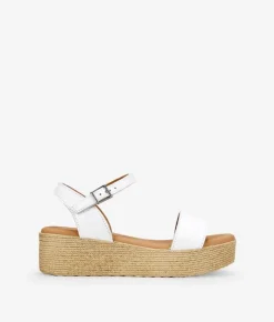 Best Bosanova Sandalias de piel blancas con plataforma efecto esparto