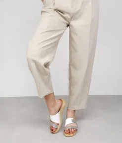 Sale Bosanova Sandalias de piel blancas y metalizadas con cuña