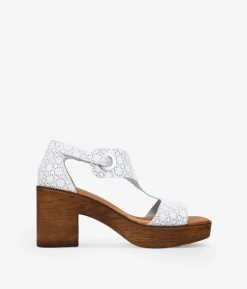 Best Bosanova Sandalias de piel blancas con tacón efecto madera