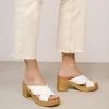Clearance Bosanova Sandalias de piel blancas con tacón efecto rafia