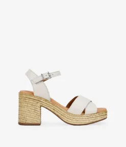Clearance Bosanova Sandalias de piel blancas con tacón efecto esparto