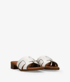 Best Bosanova Sandalias de piel blancas destalonadas con tacón bajo