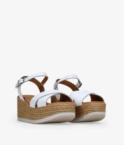 Best Bosanova Sandalias de piel blancas con cuña y plataforma de esparto