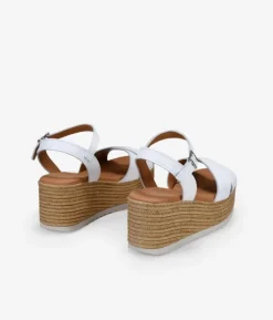 Best Bosanova Sandalias de piel blancas con cuña y plataforma de esparto