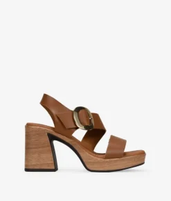Clearance Bosanova Sandalias de piel cuero con tacón efecto madera