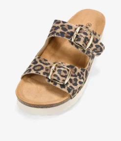 Clearance Bosanova Sandalias de piel leopardo con hebillas