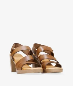 Best Bosanova Sandalias de piel marrones con tacón efecto madera