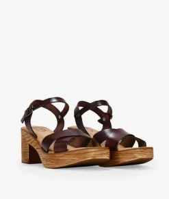 Outlet Bosanova Sandalias de piel marrones con tacón de madera