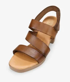 Best Bosanova Sandalias de piel marrones con tacón efecto madera