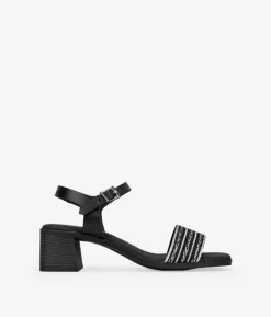 Sale Bosanova Sandalias de piel negras con brillantes