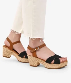 Discount Bosanova Sandalias de piel negras con tacón