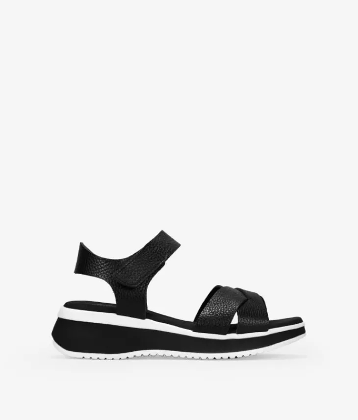 Clearance Bosanova Sandalias de piel negras con cuña y plataforma