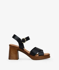 Clearance Bosanova Sandalias de piel negras con tacón
