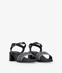 Sale Bosanova Sandalias de piel negras con brillantes