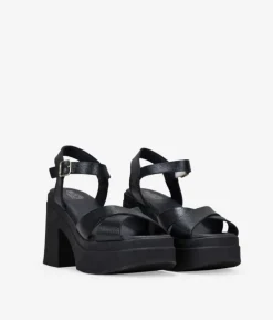 Sale Bosanova Sandalias de piel negras con tacón