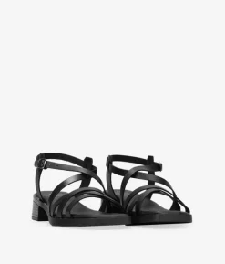 Sale Bosanova Sandalias de piel negras con tacón bajo