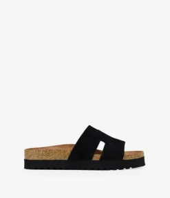 Clearance Bosanova Sandalias de piel negras con suela bio