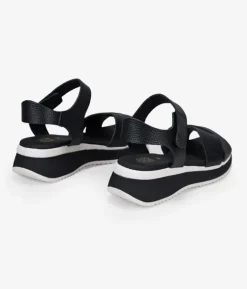 Clearance Bosanova Sandalias de piel negras con cuña y plataforma