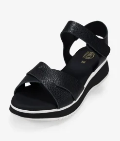 Clearance Bosanova Sandalias de piel negras con cuña y plataforma
