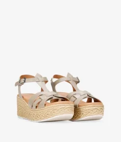Sale Bosanova Sandalias de piel taupe con cuña