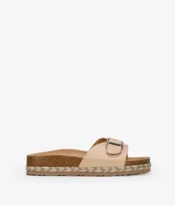 Outlet Bosanova Sandalias de plataforma beige con suela de esparto bicolor