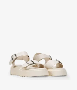 Discount Bosanova Sandalias de plataforma beige con dos hebillas