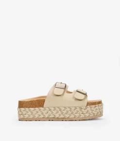 Clearance Bosanova Sandalias de plataforma beige con suela de esparto bicolor