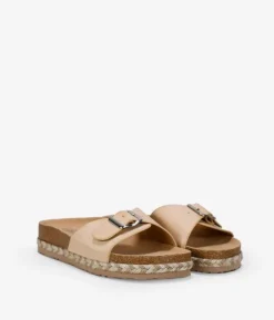 Outlet Bosanova Sandalias de plataforma beige con suela de esparto bicolor