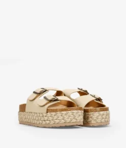 Clearance Bosanova Sandalias de plataforma beige con suela de esparto bicolor