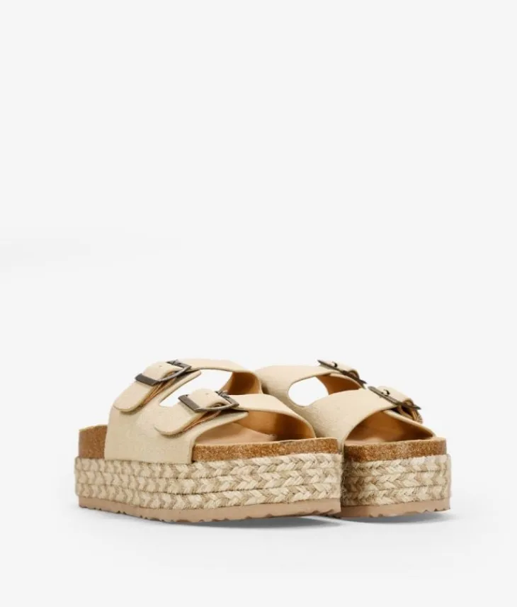 Clearance Bosanova Sandalias de plataforma beige con suela de esparto bicolor