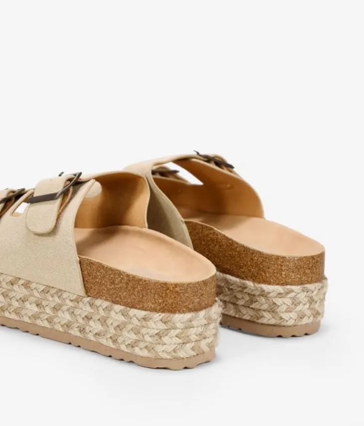 Clearance Bosanova Sandalias de plataforma beige con suela de esparto bicolor